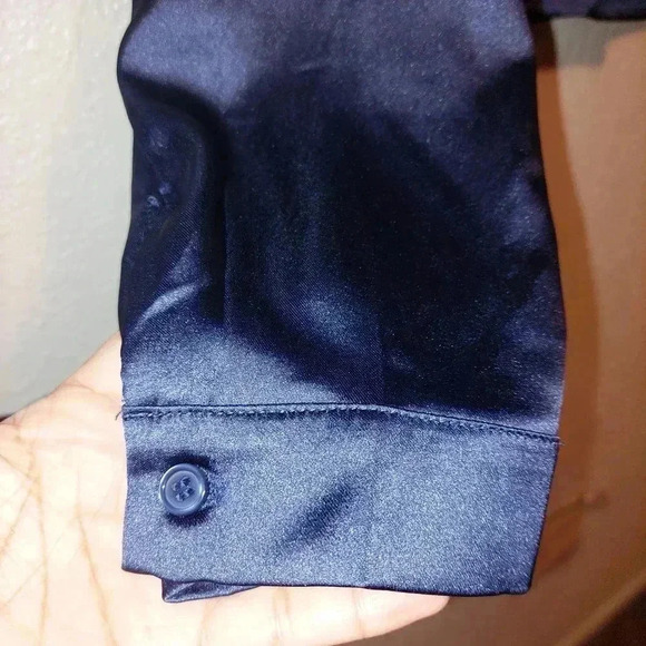 Sweet Rain Crop Button Down Navy Blue Blouse Bling Buttons. Holiday Christmas - Picture 4 of 5